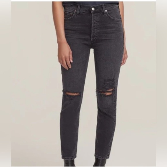 AGOLDE “NICO” DISTRESSED BLACK JEANS 25 - Picture 1 of 10